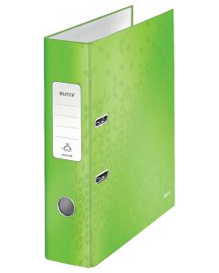 Biblioraft Leitz 180° WOW, carton laminat, partial reciclat, FSC, A4, 80 mm, verde