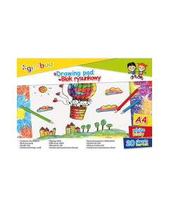 Bloc desen A4, 20 file - 70gsm, coperta carton, GIMBOO - foi albe