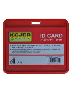 Buzunar PVC, pentru ID carduri, 105 x 74mm, orizontal, 5 buc/set, KEJEA - rosu