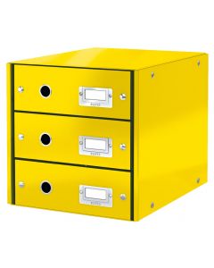 Cabinet cu sertare Leitz WOW Click & Store, 3 sertare, carton laminat, A4, galben