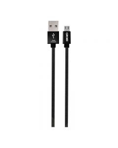 Cablu date GRIXX Optimum - Micro USB to USB, impletit, lungime 1m - negru