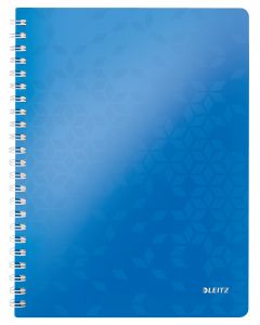 Caiet de birou Leitz WOW, PP, FSC, reciclabil, A4, 80 coli, cu spira, matematica, albastru