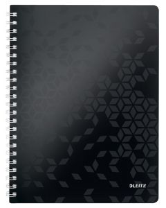 Caiet de birou Leitz WOW, PP, FSC, reciclabil, A4, 80 coli, cu spira, matematica, negru