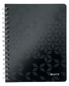 Caiet de birou Leitz WOW, PP, FSC, reciclabil, A5, 80 coli, cu spira, dictando, negru