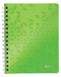 Caiet de birou Leitz WOW, PP, FSC, reciclabil, A5, 80 coli, cu spira, matematica, verde