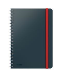 Caiet Leitz Cosy, coperta dura, FSC, reciclabil, B5, 80 coli, cu spira, matematica, gri antracit