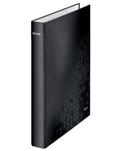 Caiet mecanic Leitz WOW, carton laminat, partial reciclat, FSC, A4, mecanism 2DR, inel 25 mm, negru