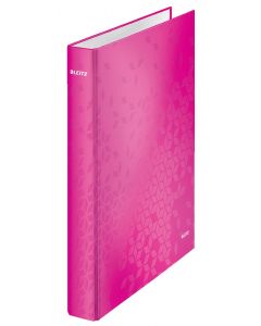 Caiet mecanic Leitz WOW, carton laminat, partial reciclat, FSC, A4, mecanism 2DR, inel 25 mm, roz