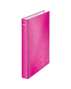 Caiet mecanic Leitz WOW, carton laminat, partial reciclat, FSC, A4, mecanism 4DR, inel 25 mm, roz