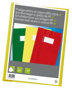 Coperta PP - 120 microni, cu eticheta, pentru caiet A4, 3 buc/set, AURORA - culori asortate