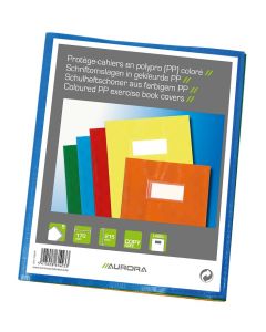 Coperta PP - 120 microni, cu eticheta, pentru caiet A5, 5 buc/set, AURORA - culori asortate
