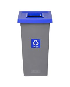 Cos plastic reciclare selectiva, capacitate 75l, PLAFOR Fit - gri cu capac albastru - hartie