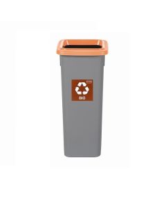 Cos plastic reciclare selectiva, capacitate 75l, PLAFOR Fit - gri cu capac maro - bio