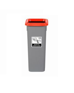 Cos plastic reciclare selectiva, capacitate 75l, PLAFOR Fit - gri cu capac rosu - metal