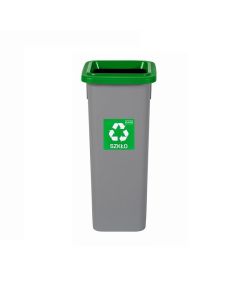Cos plastic reciclare selectiva, capacitate 75l, PLAFOR Fit - gri cu capac verde - sticla