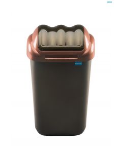 Cos plastic cu capac batant, pentru reciclare selectiva, capacitate 30l, PLAFOR Fala - negru auriu