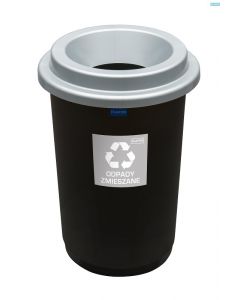 Cos plastic reciclare selectiva, capacitate 50l, PLAFOR Eco - negru cu capac argintiu - altele