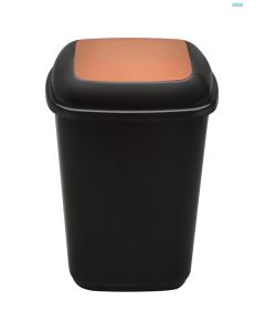 Cos plastic reciclare selectiva, capacitate 28l, PLAFOR Quatro - negru cu capac maro - bio
