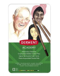 Creioane acuarela DERWENT Academy, tonurile pielii, 12 buc/set, diverse culori