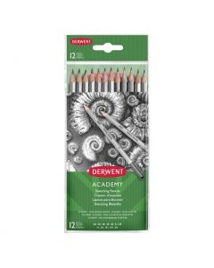 Creioane Grafit 5H-6B DERWENT Academy, blister, 12 buc/set, negru