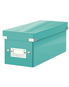 Cutie depozitare Leitz WOW Click & Store, carton laminat, pliabila, cu capac, 14x13x35 cm, turcoaz