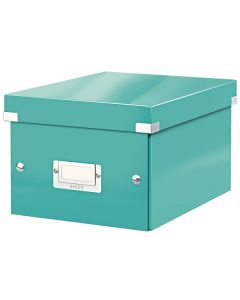 Cutie depozitare LEITZ WOW Click & Store, carton laminat, mica, turcoaz