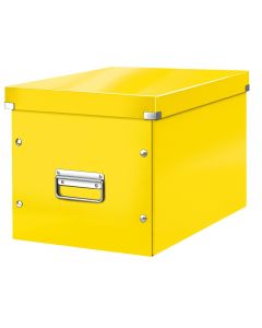 Cutie depozitare LEITZ WOW Click & Store, carton laminat, Cub, mare, galben