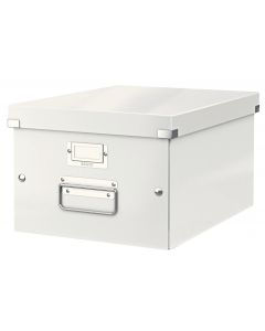 Cutie depozitare LEITZ WOW Click & Store, carton laminat, medie, alb