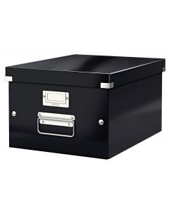 Cutie depozitare LEITZ WOW Click & Store, carton laminat, medie, negru