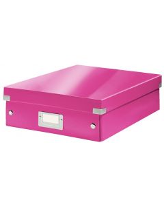 Cutie depozitare LEITZ WOW Click & Store Organizer, carton laminat, medie, roz
