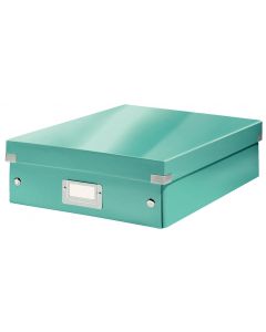 Cutie depozitare LEITZ WOW Click & Store Organizer, carton laminat, medie, turcoaz