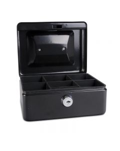 Caseta (cutie) metalica pentru bani, 152 x 115 x 80 mm, DONAU - negru