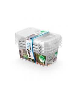 Cutie plastic cu capac, pt alimente, antibacteriala, 3 buc/set, ORPLAST Nanobox - capacitate 500ml