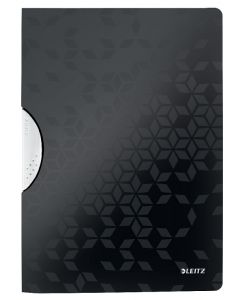 Dosar cu clip LEITZ WOW ColorClip, PP, A4, 30 coli, negru