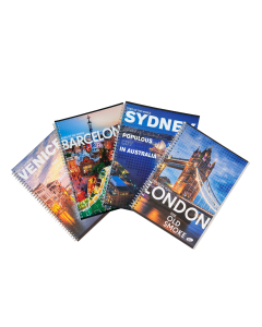 Caiet cu spirala, A4, 70 file, 70gsm, coperta carton 300gsm, design cities of the world - dictando
