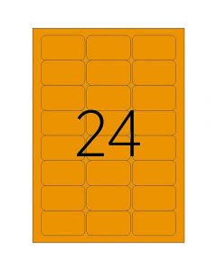Etichete color autoadezive, 24/A4, 70 x 37mm, 25 coli/top, TANEX - orange fluorescent