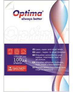 Etichete albe autoadezive   4/A4, 210 x 74,2 mm, 100 coli/top, Optima