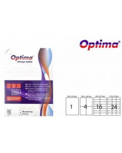 Etichete color autoadezive  1/A4, 210 x 297 mm, 100 coli/top, Optima - albastru