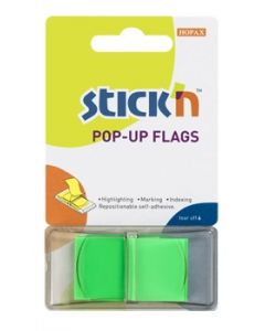 Film index autoadeziv 45 x 25mm, 50 file/set, cu dispenser, Stick"n Pop-up - verde