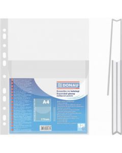 Folie protectie documente A4, cu burduf 20mm, PP - 170 microni, cu clapa verticala, 12/set, DONAU