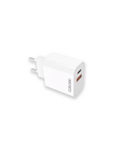 Incarcator priza, 20W, USB-C + USB-A Fast Charging - alb