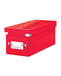 Cutie depozitare LEITZ WOW Click&Store, carton laminat, pliabila, cu capac, 14x13x35 cm, rosu