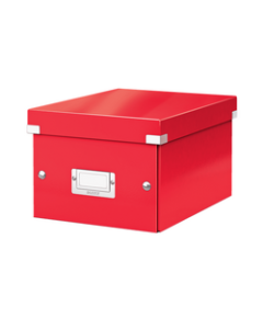 Cutie depozitare LEITZ WOW Click&Store, carton laminat, pliabila, cu capac, 22x16x28 cm, rosu