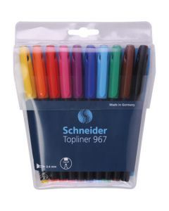 Liner SCHNEIDER 967, varf fetru 0.4mm, 10 culori/set - (N, R, A, V, Vi, Roz, G, P, M, Bleu)