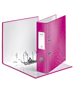 Biblioraft Leitz 180° WOW, carton laminat, partial reciclat, FSC, A4, 52 mm, roz
