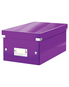 Cutie depozitare Leitz WOW Click & Store, carton laminat, pliabila, cu capac, 20x14x35 cm, mov