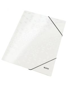 Mapa cu elastic Leitz WOW, carton laminat, FSC, A4, 250 coli, alb