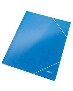 Mapa cu elastic Leitz WOW, carton laminat, FSC, A4, 250 coli, albastru