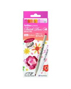 Carioca corp triunghiular, ARTLINE Supreme Flower Meadow, varf flexibil (tip pensula), 6 cul/cut + b