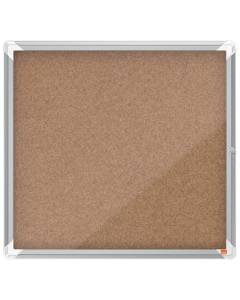 Avizier NOBO Premium Plus, interior, pluta, 6x A4, cu usa si cheie, natur